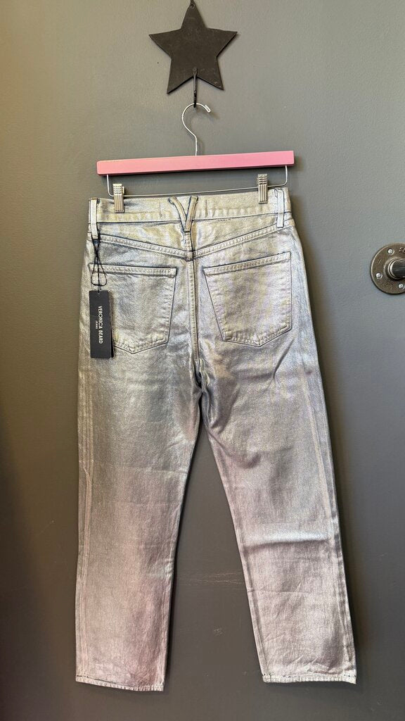 Metallic HR Daniela Straight Leg Ankle Jeans