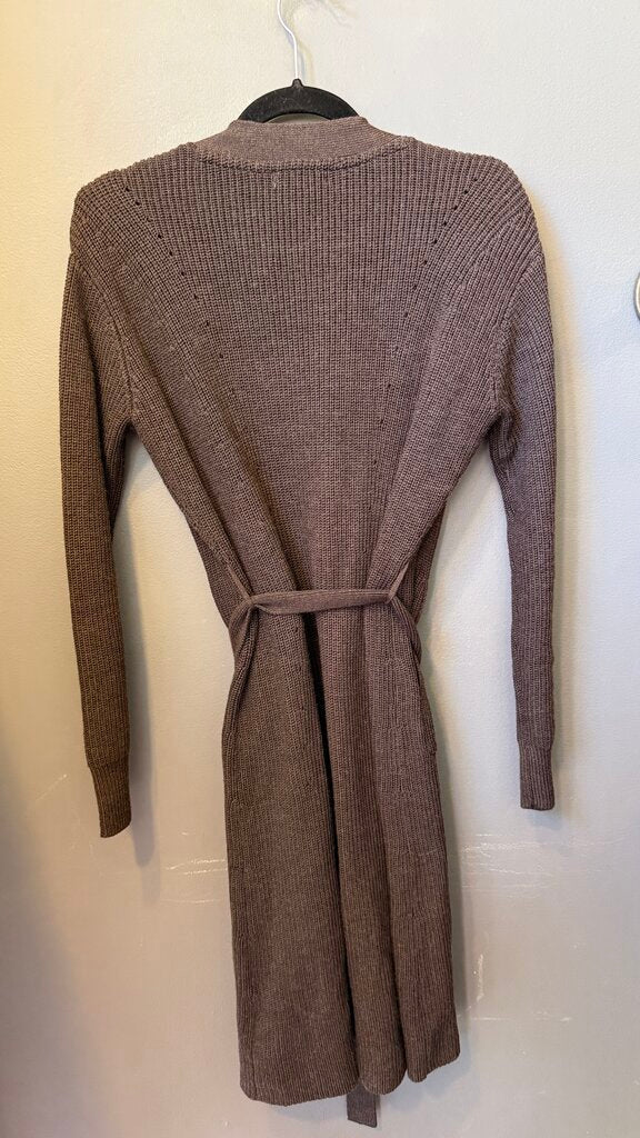 Ribbed Belted Duster Cardigan Sweater