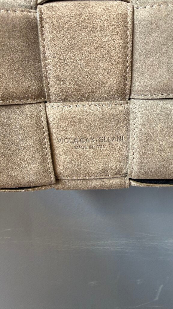 Woven Suede Box Crossbody Bag