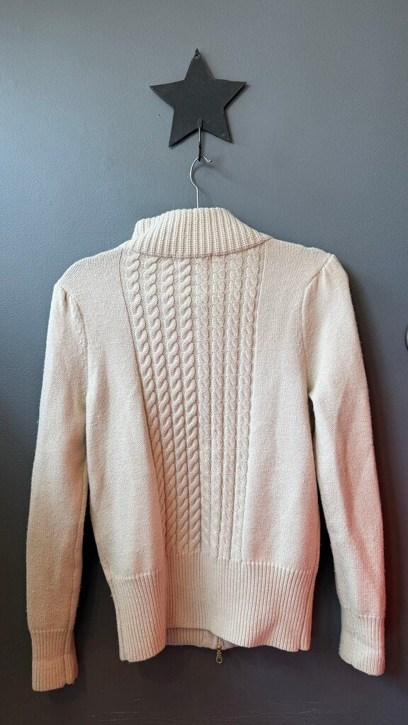 Cableknit Zip Up Cardigan Sweater