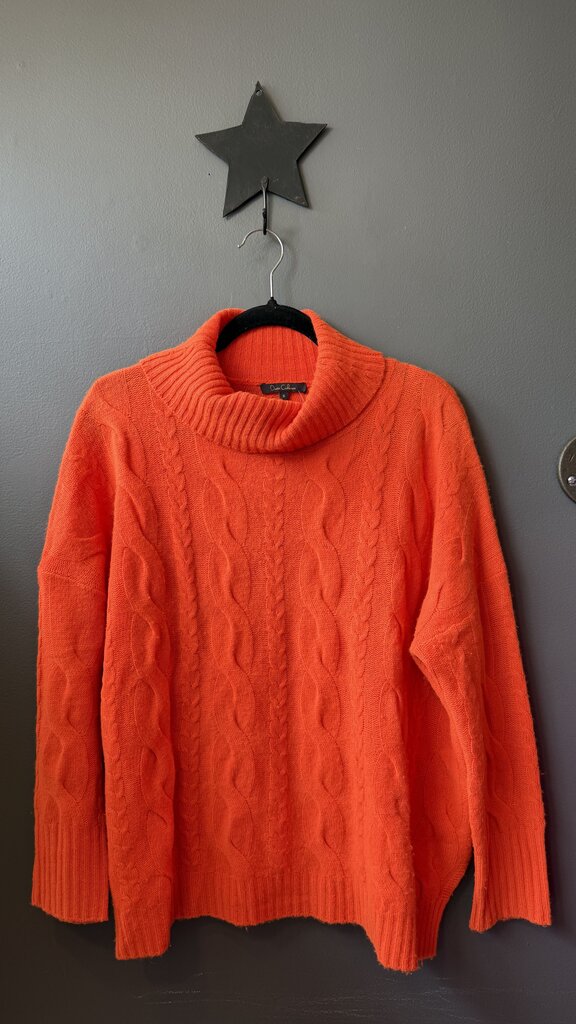 Cableknit Boxy Cashmere Turtleneck Sweater