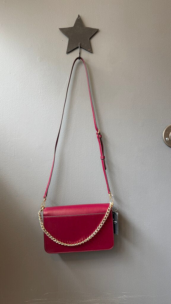 Saffiano Leather Flap Chain Crossbody Bag