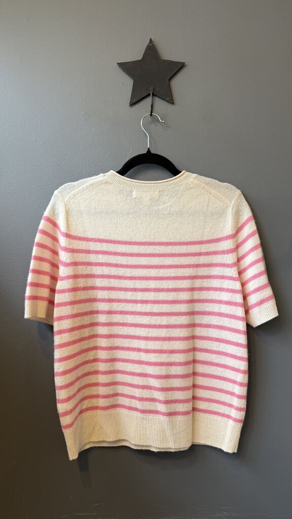 Cashmere Stripe Short Sleeve Sweater