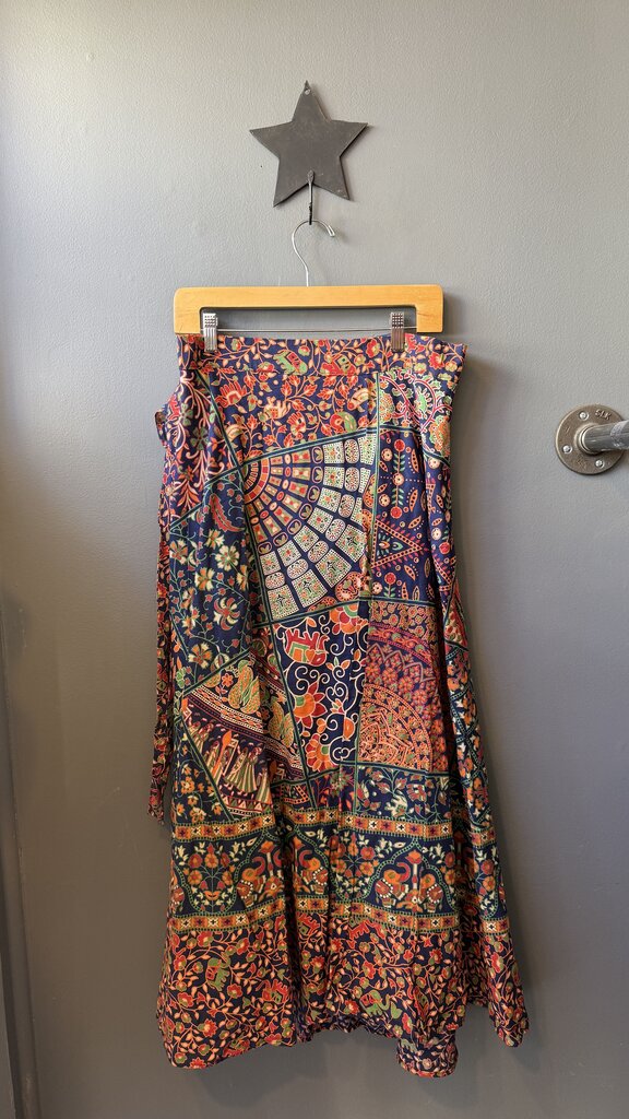 Printed Wrap Midi Skirt