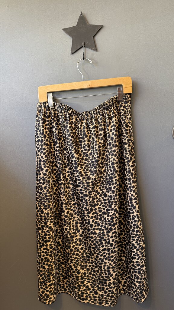 Leopard Aline Slip Midi Skirt