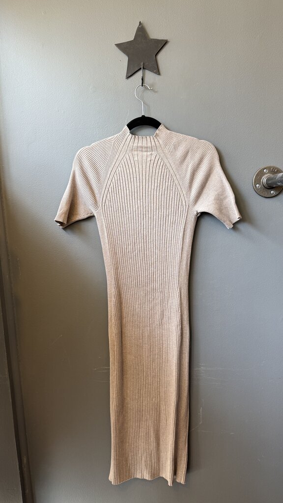 Ribbed Mockneck Midi Sweater Dress