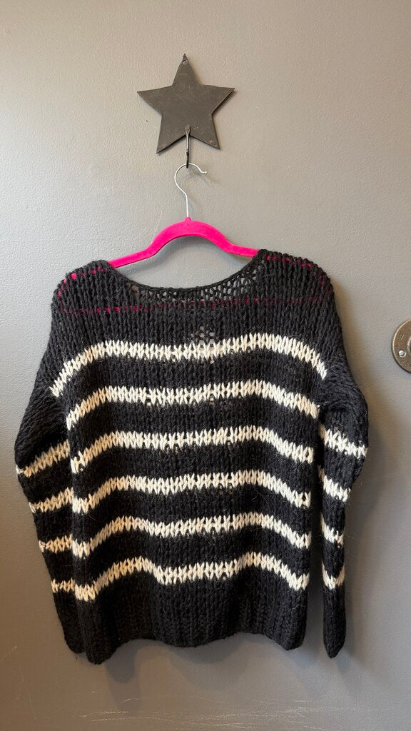 Wool Mohair Stripe Bulky Sweater