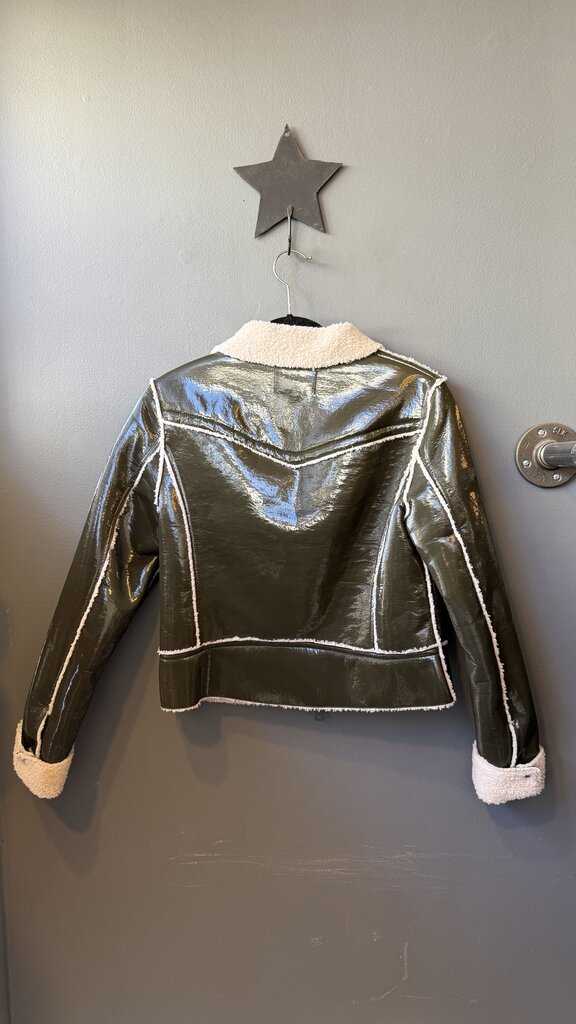 Faux Shearling Patent Jacket