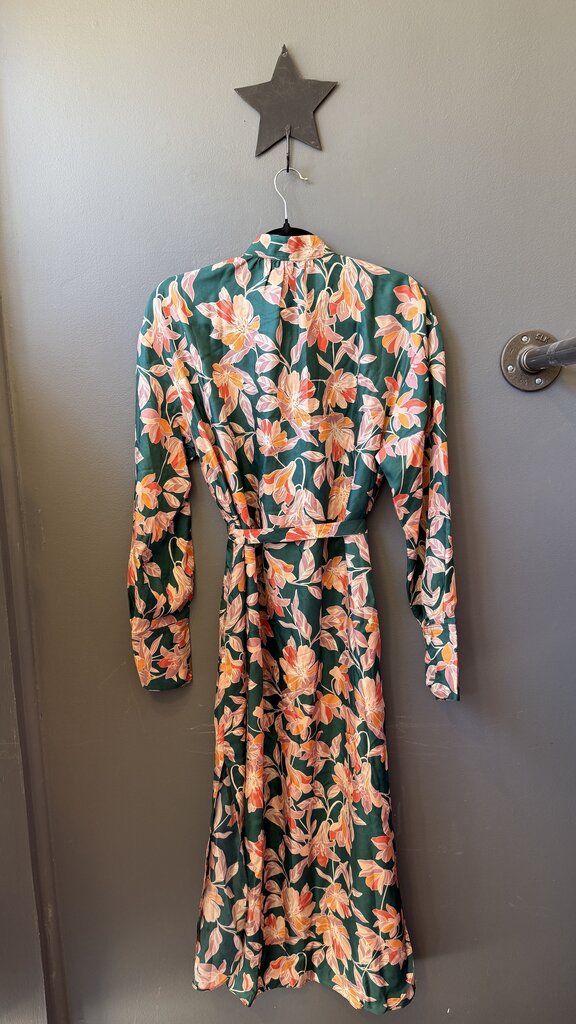 Floral Satin Midi Caftan Dress