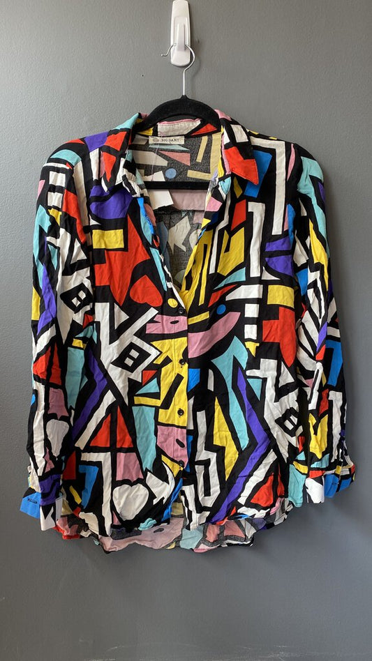Funky Geo Print Button Up