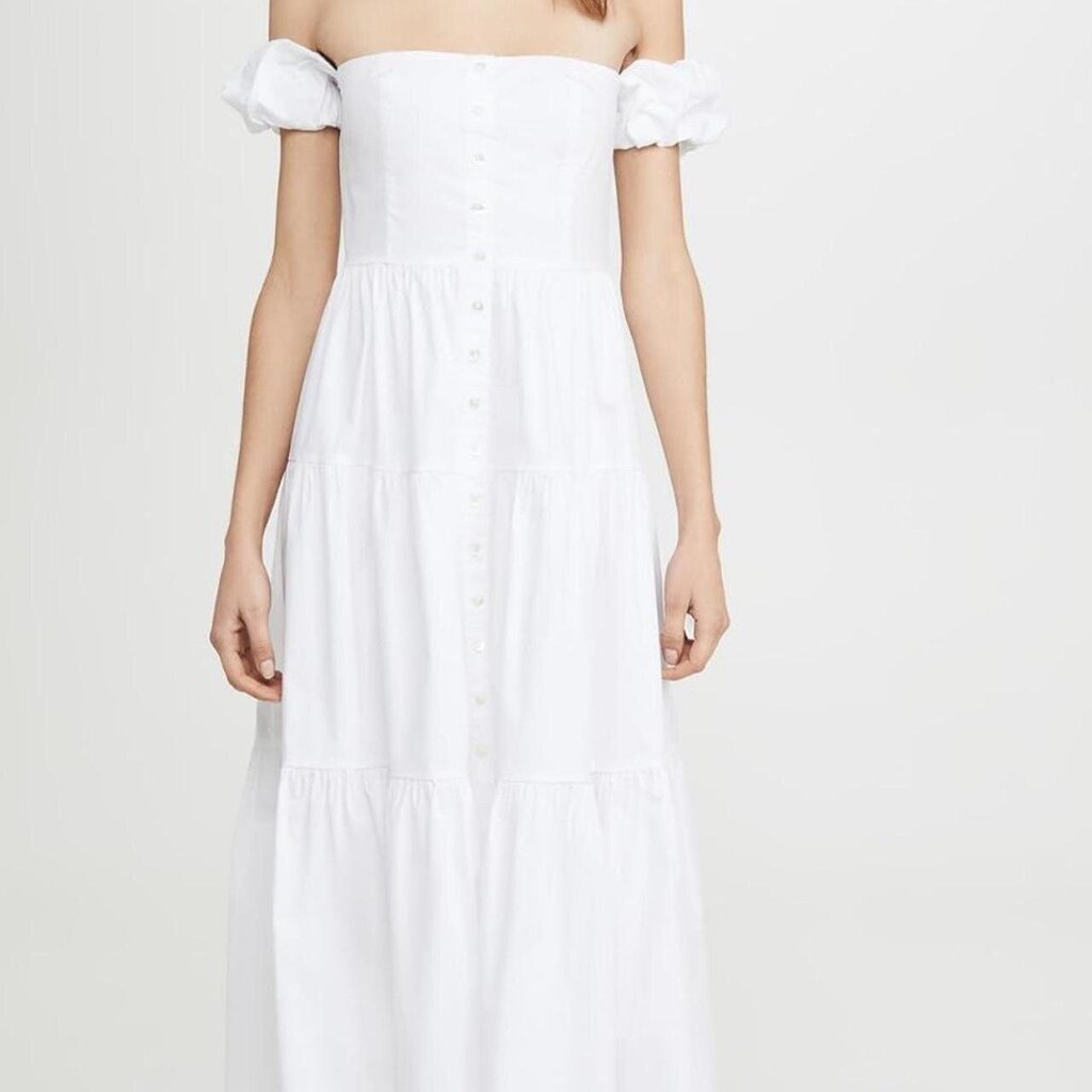 Puff Sleeve Poplin Midi Dress
