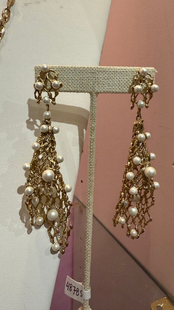 Conical Pearl Necklace + Earrings Set