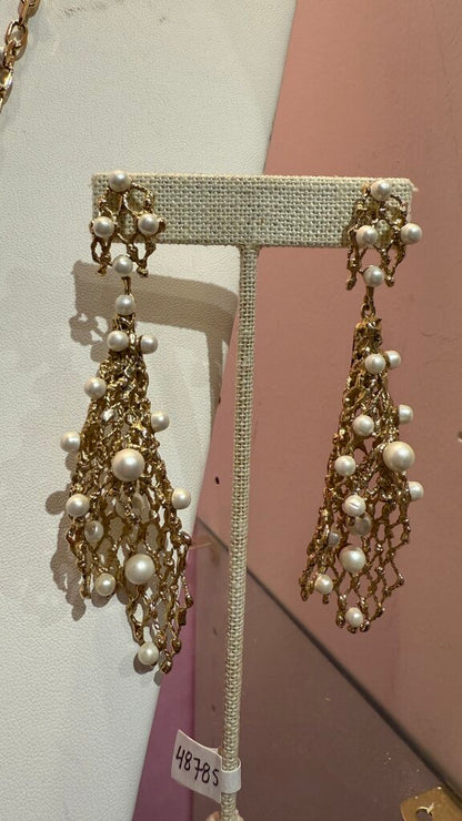 Conical Pearl Necklace + Earrings Set
