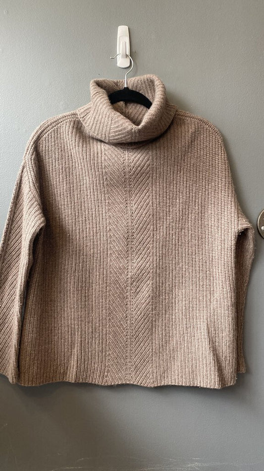 Herringbone Detail Funnelneck Cashmere Sweater