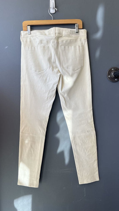 Cream Leather Skinny