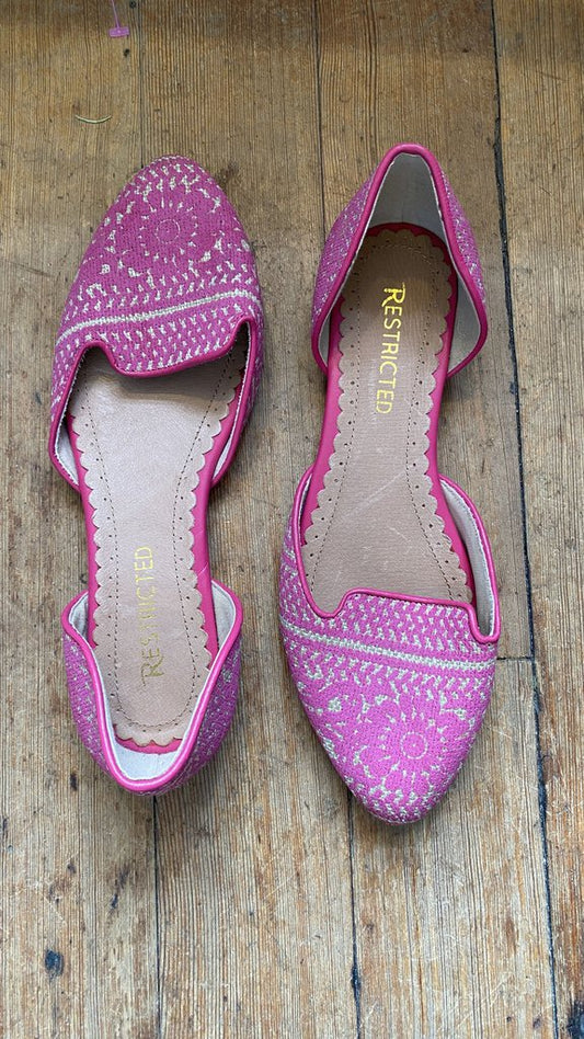 Raffia Painted DOrsay Flats