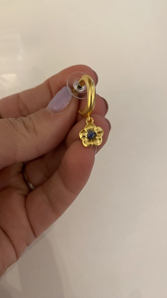 Periwinkle Flower Gold Hoop Earrings