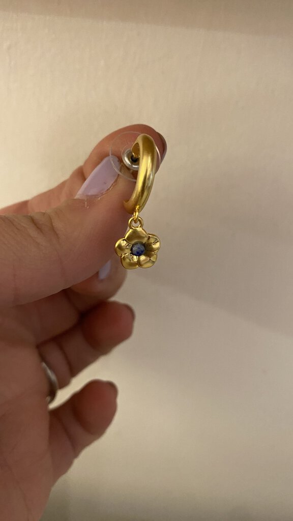 Periwinkle Flower Gold Hoop Earrings