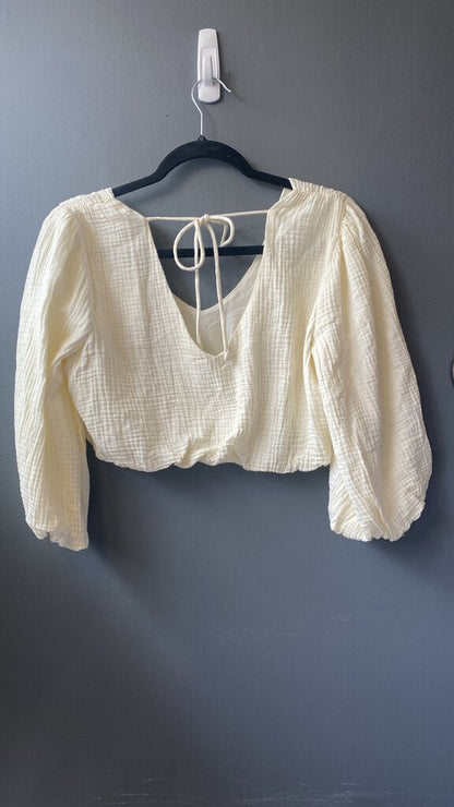 Gauze Puff Sleeve Crop