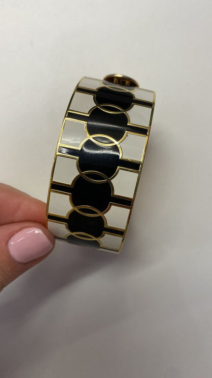 Enamel Wide Hinged Bangle Bracelet