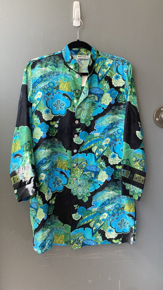 Silk Floral Tunic Button Up (size 0)