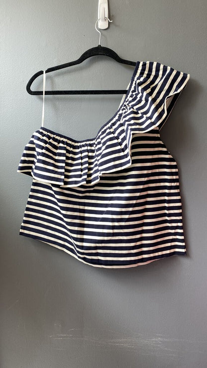 Stripe One Shoulder Ruffle