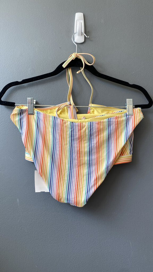 Striped High Neck Bikini