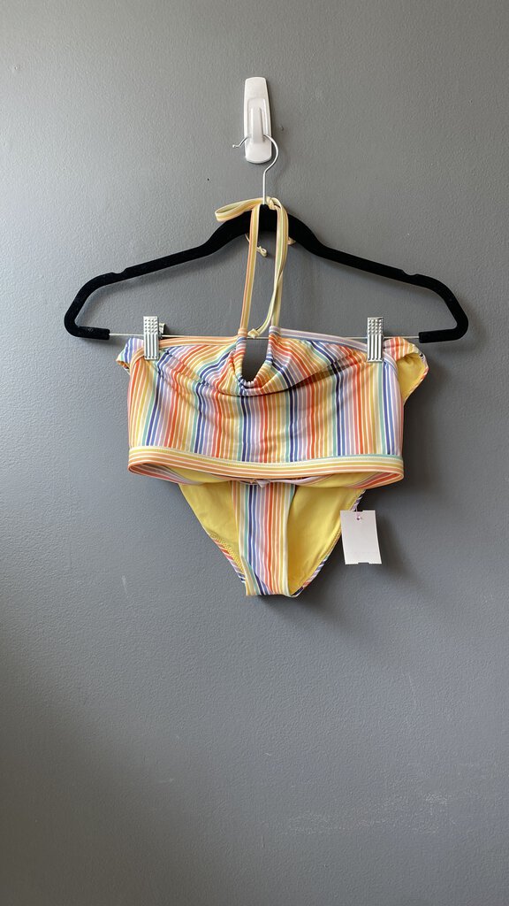 Striped High Neck Bikini