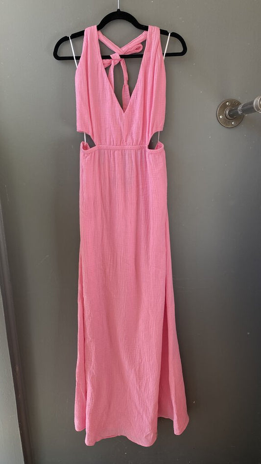 Gauze Cut Outs Maxi Dress