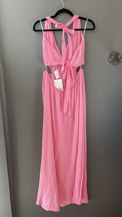 Gauze Cut Outs Maxi Dress