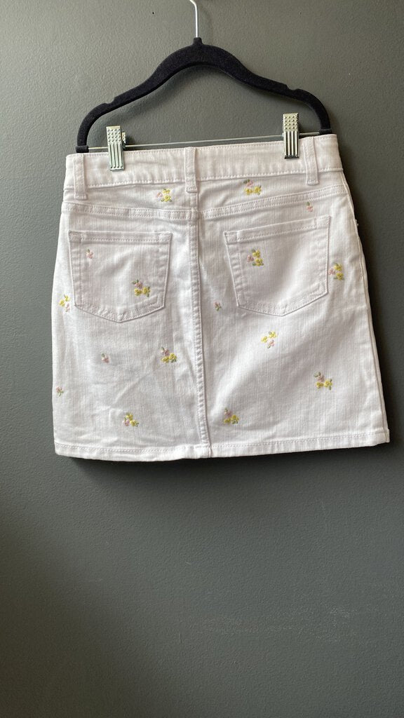 Embroidered Flowers Denim Skirt