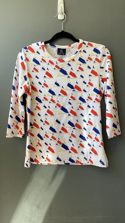 Sailboat Print 3/4 Sleeve Top