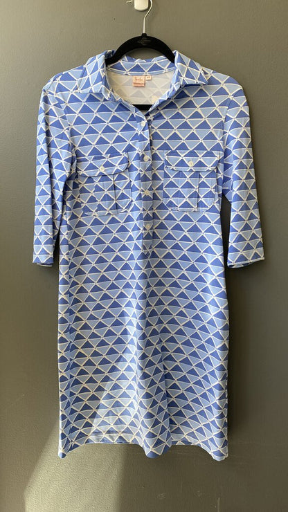 Triangle Print Pocket Shirtdress