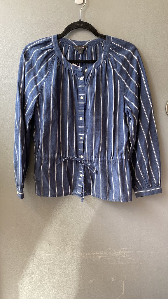 Stripe Drawstring Waist Blouse