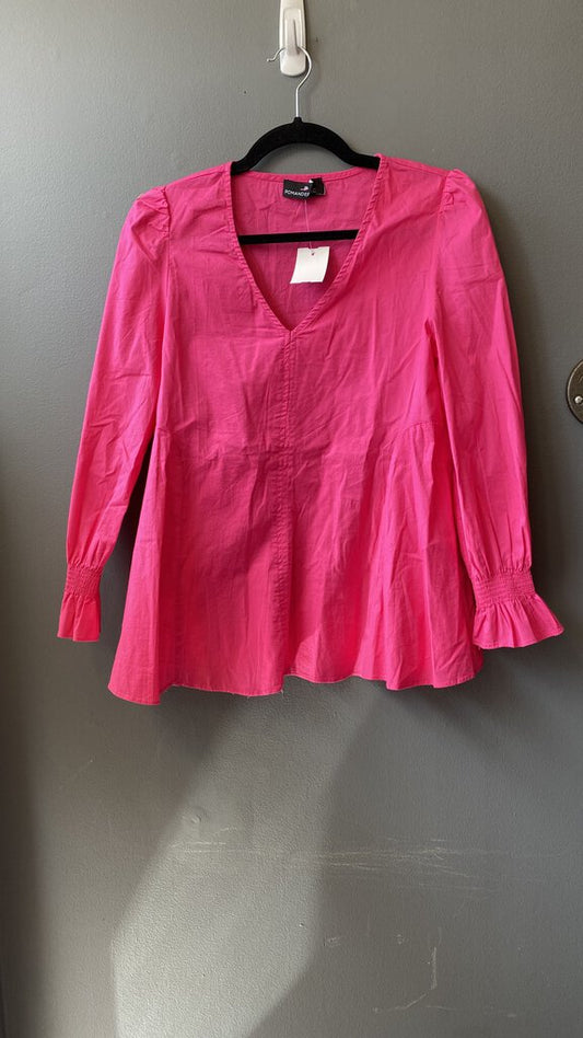 Puff Shoulder V Neck Blouse