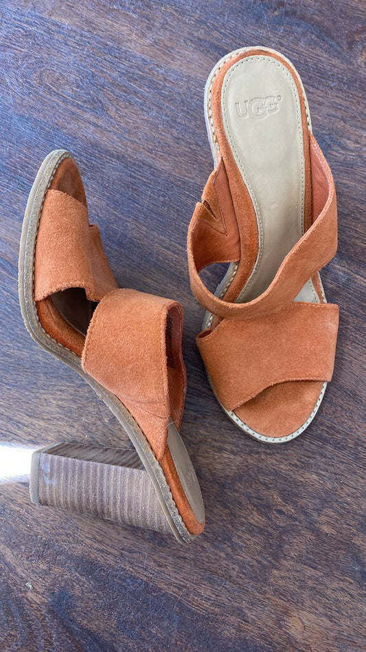 Suede X Strap Block Heels