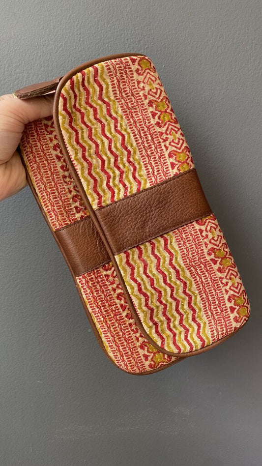 Fabric Leather Trim Clutch