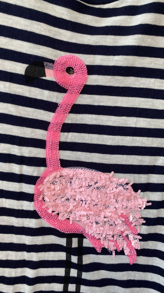 Stripe Sequin Flamingo Tee