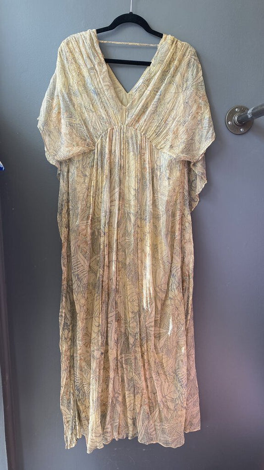 Metallic Gathered Maxi Dress (sz 36)