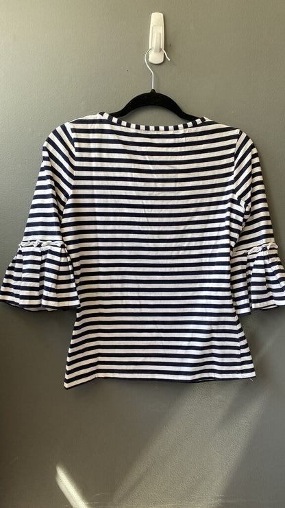 Stripe Ruffle Cuff Knit Top