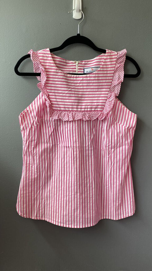 Stripe Ruffle Sleeveless Top