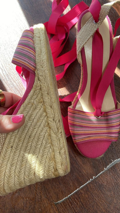 Striped Espadrille Wedges