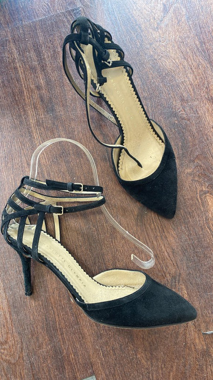 Suede Cage Ankle Strap Heels (size 38) (as is)