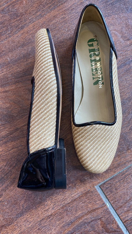 Raffia Patent Heel Flats