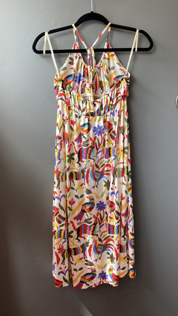 Mexican Print Silk Jersey Halter Dress