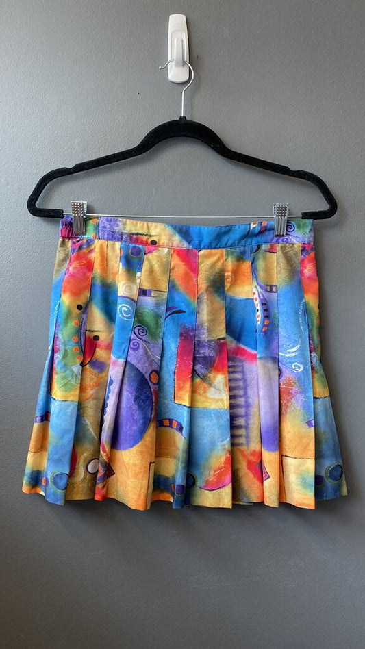 Vintage Printed Pleated Skirt