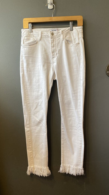 Raw Hem Straight White Jeans