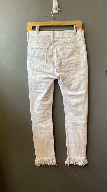 Raw Hem Straight White Jeans