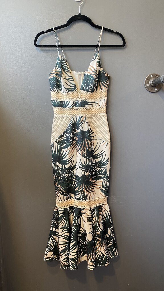 Tropical Cutouts Mermaid Midi Dress