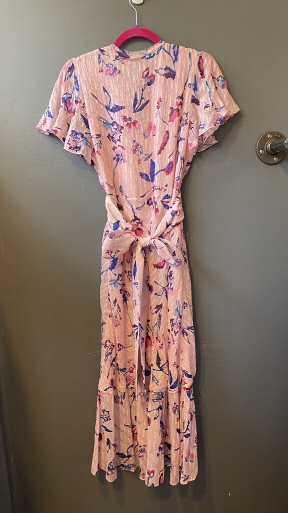 Floral Silk Faux Wrap Midi Dress